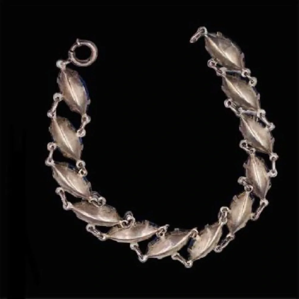 Art Deco Sterling Blue Navette Rhinestone Bracelet